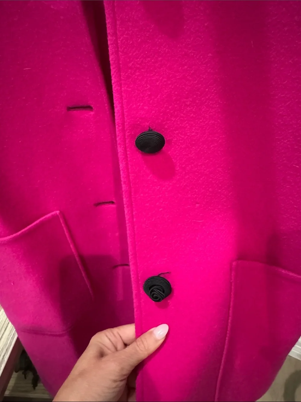 Oscar de la Renta Vibrant Fuchsia Wool Trench Coat